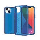 For iPhone 14 Plus Grid Pattern Two-color TPU Phone Case (Blue) - 1