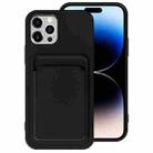 For iPhone 14 Pro Max TPU + Flannel Lining Card Slots Phone Case (Black) - 1