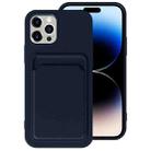 For iPhone 14 Pro Max TPU + Flannel Lining Card Slots Phone Case (Blue) - 1