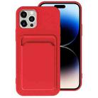 For iPhone 14 Pro Max TPU + Flannel Lining Card Slots Phone Case (Red) - 1