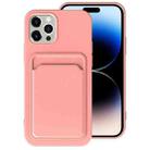 For iPhone 14 Pro Max TPU + Flannel Lining Card Slots Phone Case (Light Pink) - 1