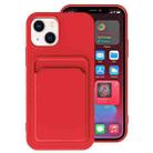 For iPhone 14 Plus TPU + Flannel Lining Card Slots Phone Case (Red) - 1