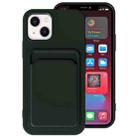 For iPhone 14 Plus TPU + Flannel Lining Card Slots Phone Case (Dark Green) - 1