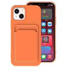 For iPhone 14 Plus TPU + Flannel Lining Card Slots Phone Case (Orange) - 1