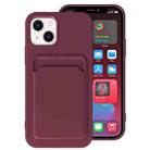 For iPhone 14 Plus TPU + Flannel Lining Card Slots Phone Case (Dark Purple) - 1