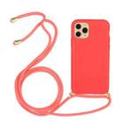 Wheat Straw Material + TPU Protective Case with Lanyard For iPhone 14 Pro Max(Red) - 1
