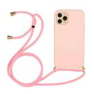 Wheat Straw Material + TPU Protective Case with Lanyard For iPhone 14 Pro Max(Pink) - 1