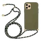 Wheat Straw Material + TPU Protective Case with Lanyard For iPhone 14 Pro(Army Green) - 1