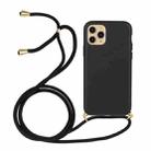 Wheat Straw Material + TPU Protective Case with Lanyard For iPhone 14 Pro(Black) - 1