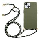 For iPhone 14 Wheat Straw Material + TPU Protective Case with Lanyard (Army Green) - 1