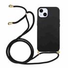 For iPhone 14 Wheat Straw Material + TPU Protective Case with Lanyard (Black) - 1