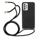 For Samsung Galaxy A73 Wheat Straw Material + TPU Protective Case with Lanyard(Black) - 1