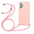For Samsung Galaxy A73 Wheat Straw Material + TPU Protective Case with Lanyard(Pink) - 1