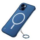 For iPhone 14 Plus Frosted Soft Four-corner Shockproof MagSafe Phone Case (Blue) - 1