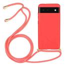 For Google Pixel 6 Pro Wheat Straw Material + TPU Protective Case with Lanyard(Red) - 1