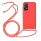 For Xiaomi Redmi Note 11 Pro International Edition Wheat Straw Material + TPU Protective Case with Lanyard(Red) - 1