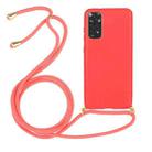 For Xiaomi Redmi Note 11 International Edition Wheat Straw Material + TPU Protective Case with Lanyard(Red) - 1