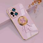For OPPO Find X3 6D Plating Astronaut Ring Kickstand Phone Case(Light Purple) - 1
