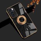 For OPPO Reno6 6D Plating Astronaut Ring Kickstand Phone Case(Black) - 1