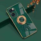 For OPPO Reno7 6D Plating Astronaut Ring Kickstand Phone Case(Night Green) - 1