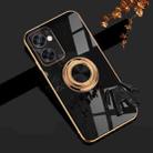 For OPPO Reno7 SE 5G 6D Plating Astronaut Ring Kickstand Phone Case(Black) - 1
