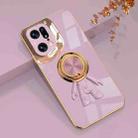 For OPPO Find X5 Pro 6D Plating Astronaut Ring Kickstand Phone Case(Light Purple) - 1