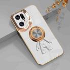 For OPPO Find X5 Pro 6D Plating Astronaut Ring Kickstand Phone Case(White) - 1