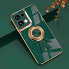For OPPO Reno8 6D Plating Astronaut Ring Kickstand Phone Case(Night Green) - 1