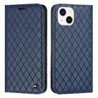 For iPhone 14 S11 RFID Diamond Lattice Flip Leather Phone Case (Blue) - 1