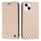 For iPhone 14 S11 RFID Diamond Lattice Flip Leather Phone Case (Light Pink) - 1