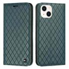 For iPhone 14 Plus S11 RFID Diamond Lattice Flip Leather Phone Case (Green) - 1