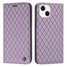 For iPhone 14 Plus S11 RFID Diamond Lattice Flip Leather Phone Case (Purple) - 1