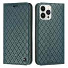 For iPhone 14 Pro S11 RFID Diamond Lattice Flip Leather Phone Case(Green) - 1