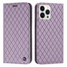 For iPhone 14 Pro S11 RFID Diamond Lattice Flip Leather Phone Case(Purple) - 1