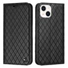 For iPhone 13 mini S11 RFID Diamond Lattice Flip Leather Phone Case (Black) - 1