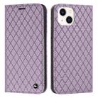 For iPhone 13 mini S11 RFID Diamond Lattice Flip Leather Phone Case (Purple) - 1