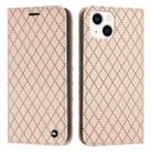 For iPhone 13 mini S11 RFID Diamond Lattice Flip Leather Phone Case (Light Pink) - 1