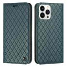 For iPhone 13 Pro Max S11 RFID Diamond Lattice Flip Leather Phone Case (Green) - 1