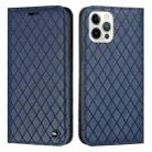 For iPhone 12 / 12 Pro S11 RFID Diamond Lattice Flip Leather Phone Case(Blue) - 1