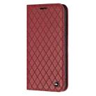 For iPhone 12 / 12 Pro S11 RFID Diamond Lattice Flip Leather Phone Case(Red) - 2