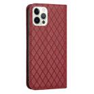 For iPhone 12 / 12 Pro S11 RFID Diamond Lattice Flip Leather Phone Case(Red) - 3