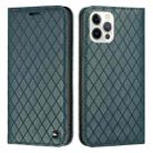 For iPhone 12 / 12 Pro S11 RFID Diamond Lattice Flip Leather Phone Case(Green) - 1
