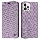 For iPhone 12 / 12 Pro S11 RFID Diamond Lattice Flip Leather Phone Case(Purple) - 1