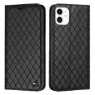 For iPhone 11 S11 RFID Diamond Lattice Flip Leather Phone Case (Black) - 1