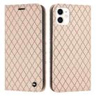 For iPhone 11 S11 RFID Diamond Lattice Flip Leather Phone Case (Light Pink) - 1