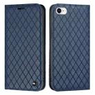 For iPhone SE 2022 / SE 2020 / 8 / 7 S11 RFID Diamond Lattice Flip Leather Phone Case(Blue) - 1