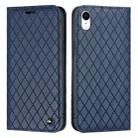 For iPhone XR S11 RFID Diamond Lattice Flip Leather Phone Case(Blue) - 1