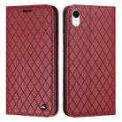 For iPhone XR S11 RFID Diamond Lattice Flip Leather Phone Case(Red) - 1