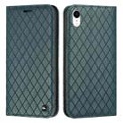 For iPhone XR S11 RFID Diamond Lattice Flip Leather Phone Case(Green) - 1