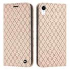 For iPhone XR S11 RFID Diamond Lattice Flip Leather Phone Case(Light Pink) - 1